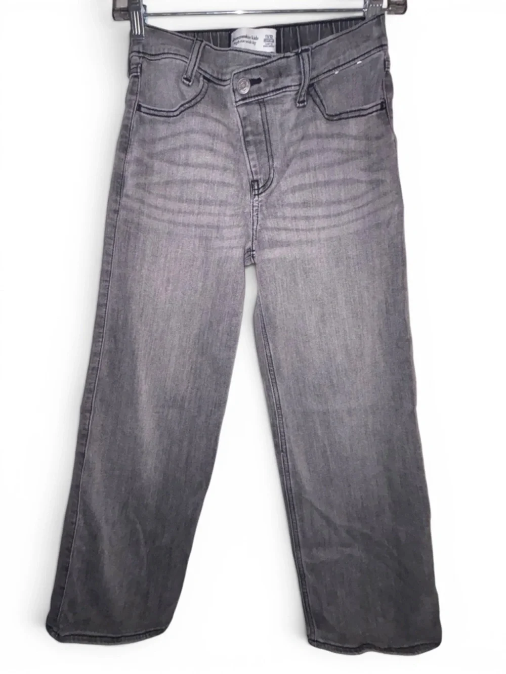 Abercrombie kids girls Grey high rise pull on wide-Leg Jeans 11/12 regular